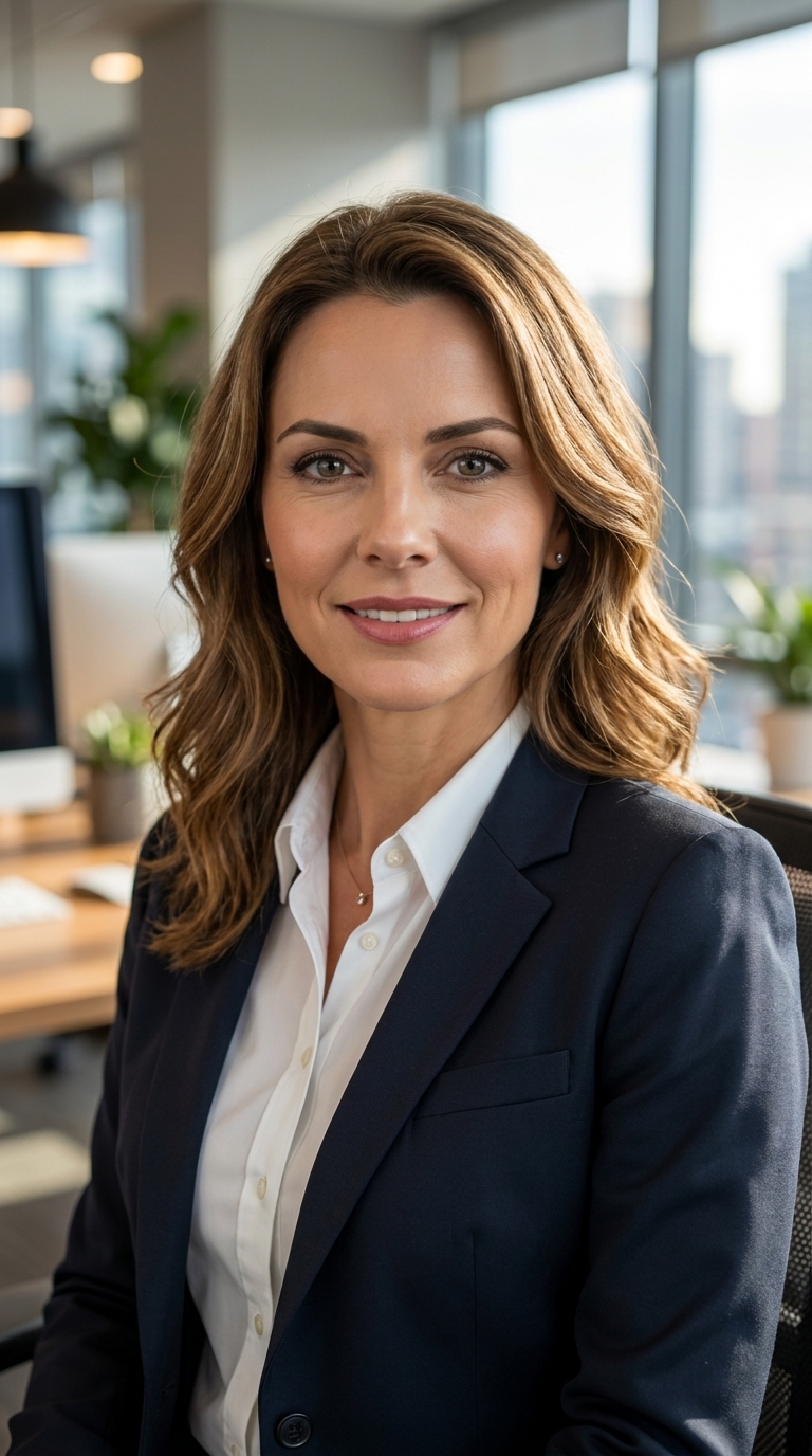 Confident professional woman in business casual attire